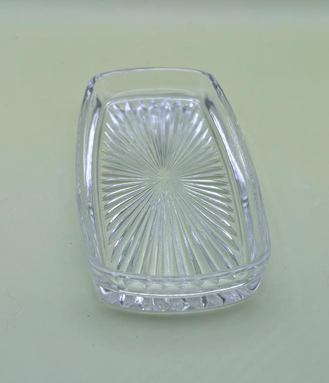 Antique Cut Glass Glass Butter Liner Dish Star Burst Pattern Lover Antiques and Vintage