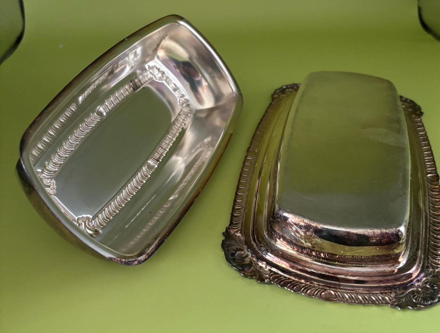 Vintage National Silver on Copper Covered Butter Liner Dish Number 1095 Lover Antiques and Vintage