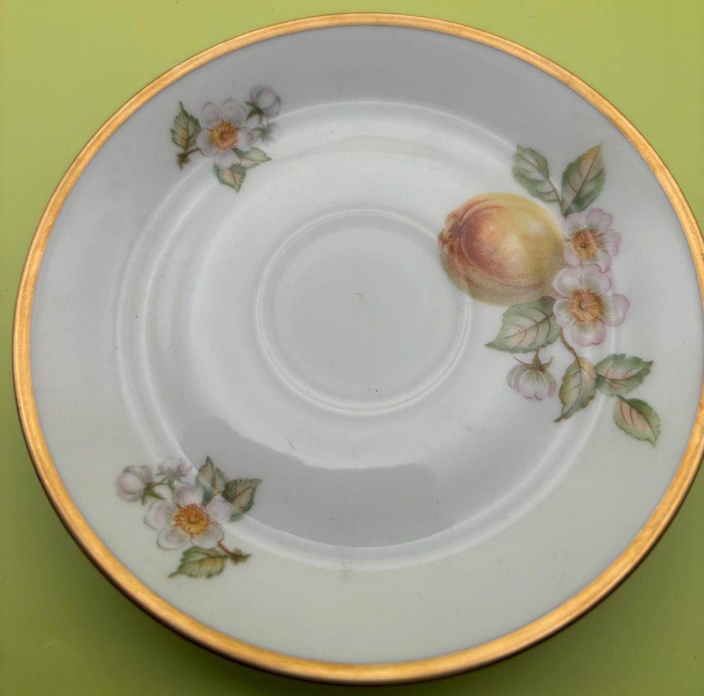 Vintage Wallace Peaches & Gold Gilding Porcelain Plate Lover Antiques and Vintage