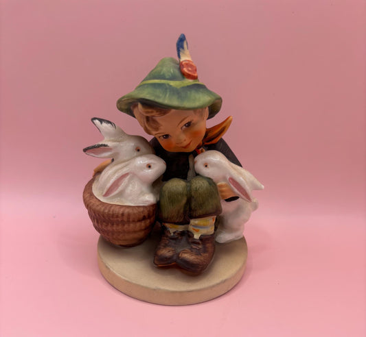 Vintage Goebel Hummel Boy and Animals Figurine Playmates Statue Lover Antiques and Vintage