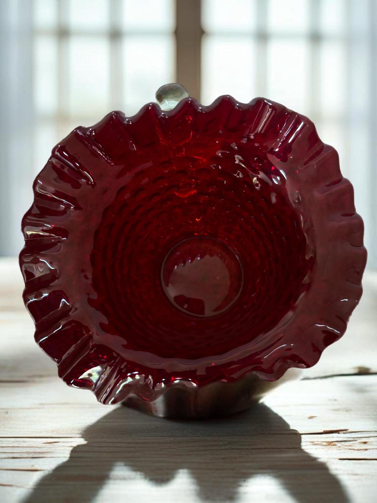 Vintage Fenton Ruby Red Hobnail Bowl with Handle Dish Lover Antiques and Vintage