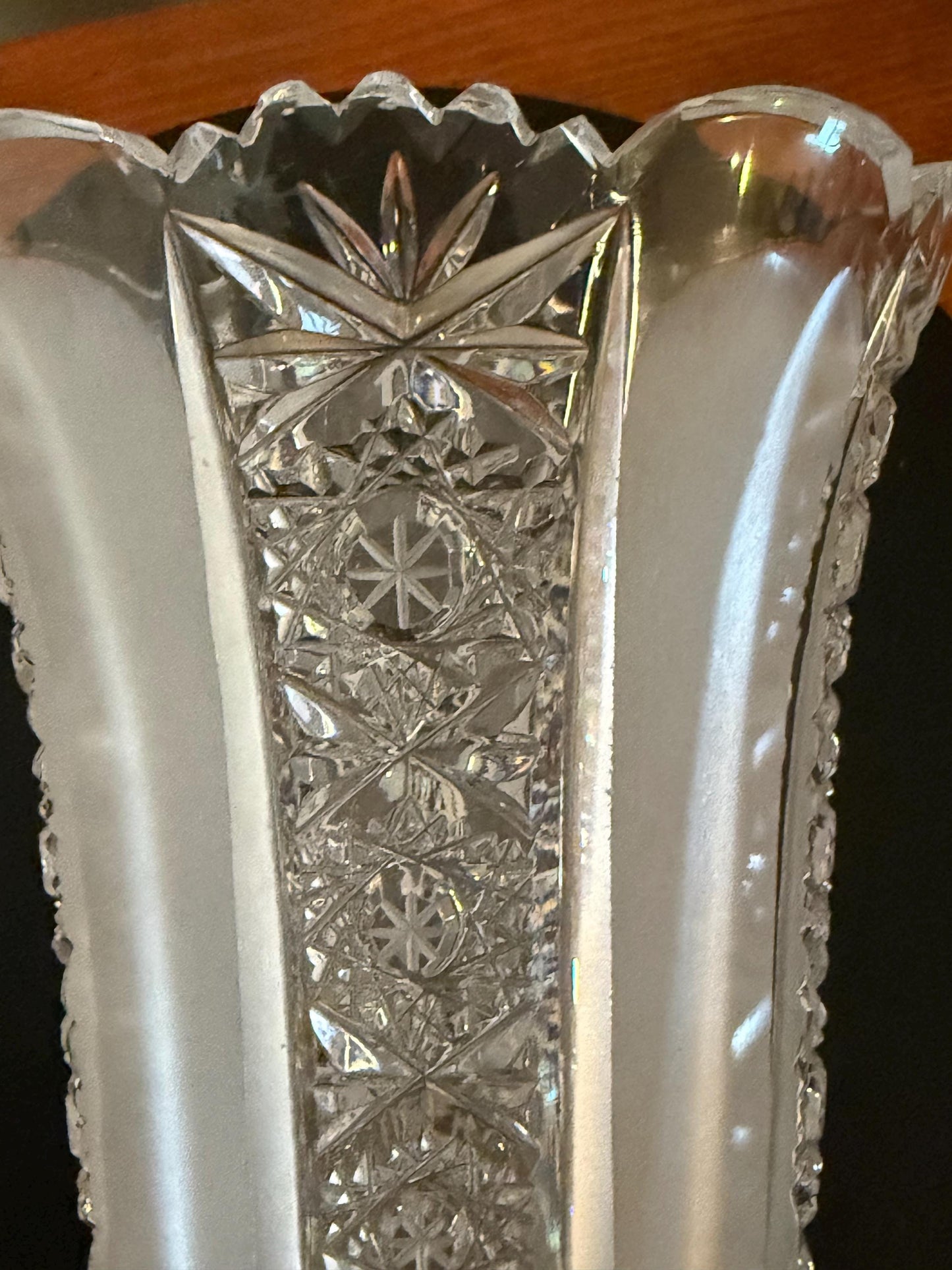 Antique Bohemia Crystal Cut Glass with Frosted Glass Vase Lover Antiques and Vintage