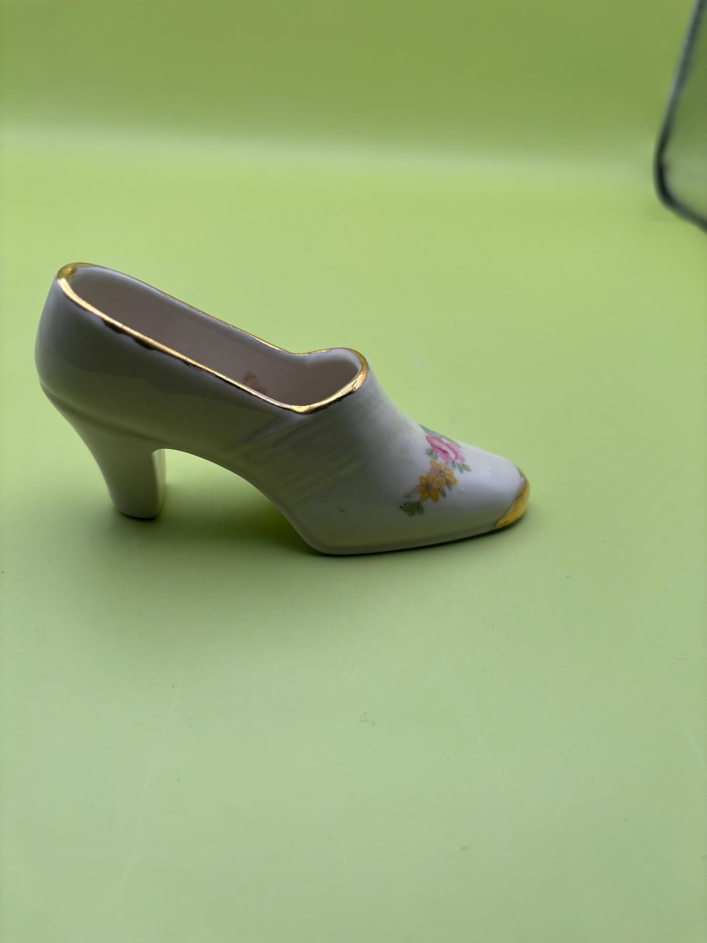 Vintage Porcelain Shoe Hand Painted with Flowers Lover Antiques and Vintage