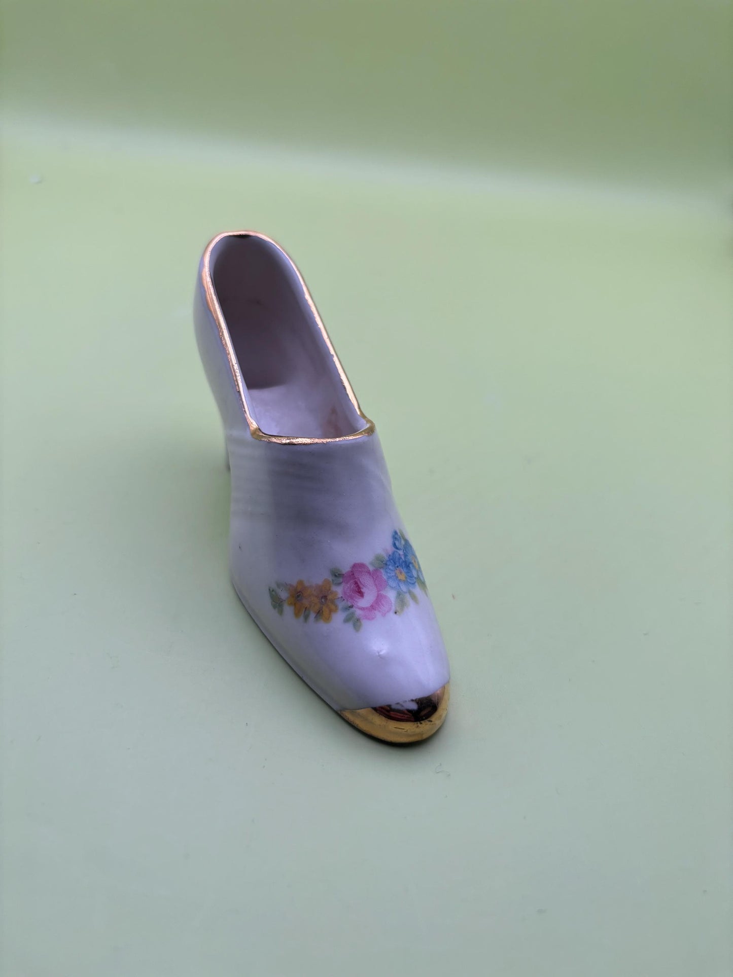 Vintage Porcelain Shoe Hand Painted with Flowers Lover Antiques and Vintage