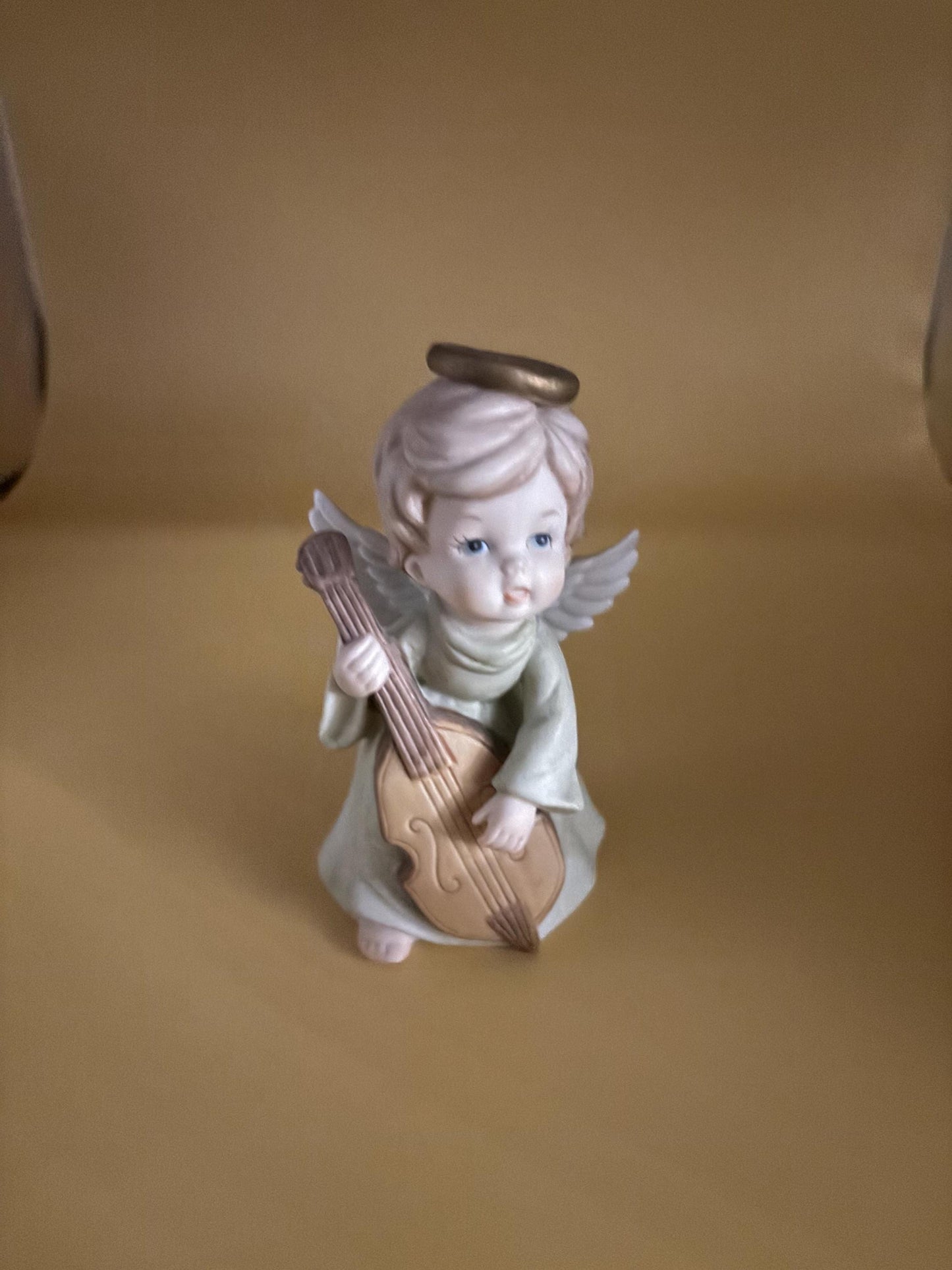 Vintage Lefton Angels Playing Guitar Set of 2 Hand Painted Porcelain Figurines Japanese Lover Antiques and Vintage