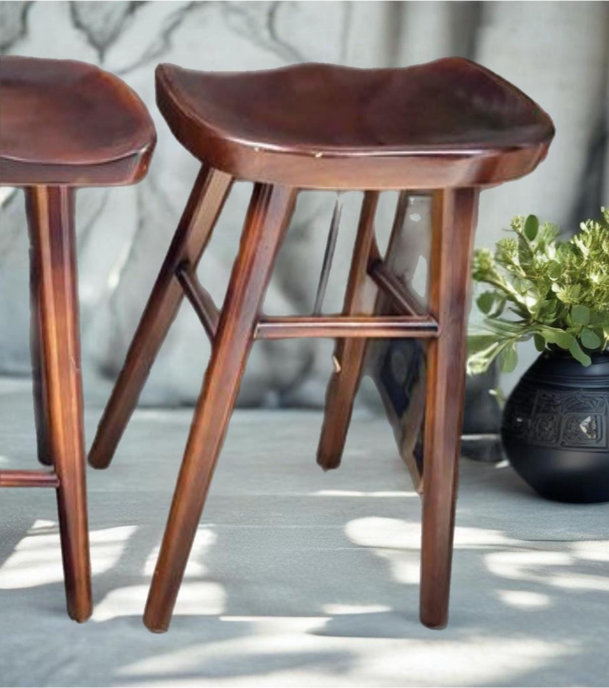 Vintage Rustic Bar Stools Set of 4 Maple Wood Rustic Chairs Lover Antiques and Vintage