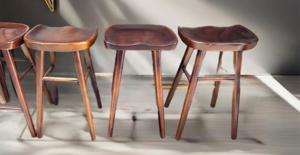 Vintage Rustic Bar Stools Set of 4 Maple Wood Rustic Chairs Lover Antiques and Vintage