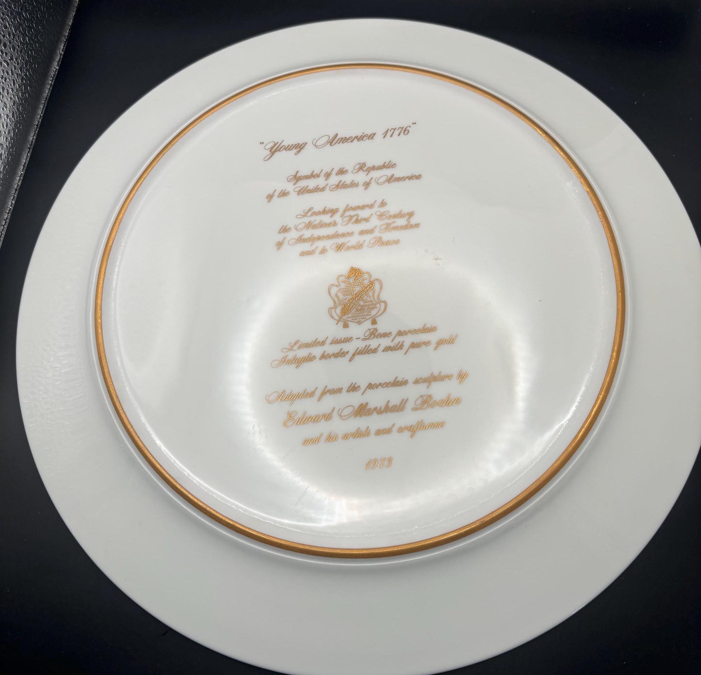 Vintage Young America Bald Eagle by Edward Marshall Boehm 1973 Porcelain with Gold Edge Plate Lover Antiques and Vintage