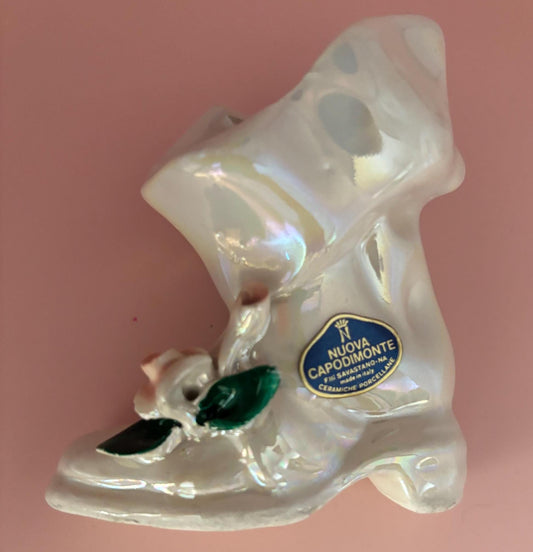 Vintage Nuova Capodimonte For Savastrano Hand Painted Shoe Boot Lover Antiques