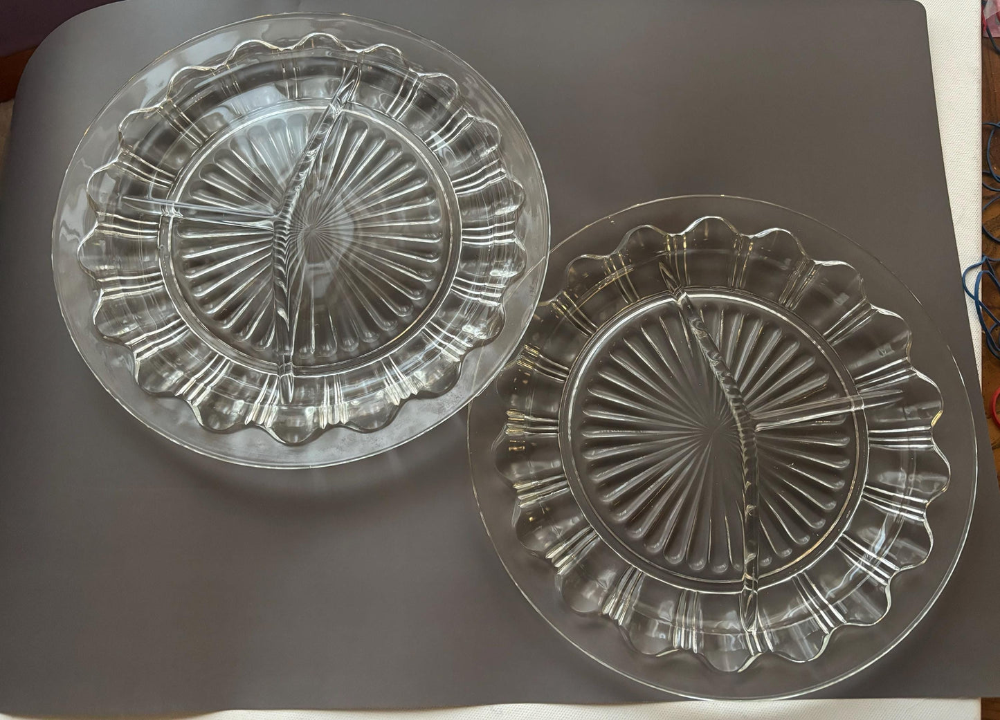 Vintage Anchor Hocking Colonial Knife and Fork Crystal 3 Part Divided Plate Lover Antiques and Vintage