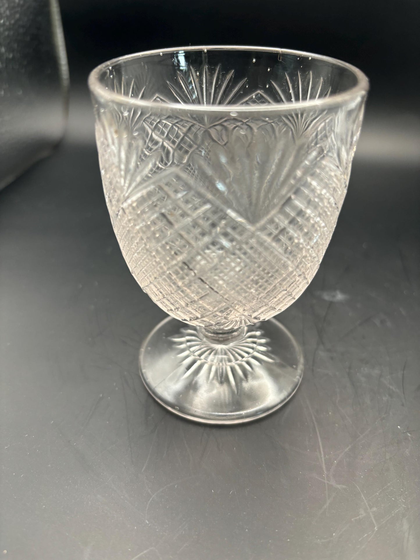 Antique Glass Footed Cup Flattened Diamond and Sunburst Design Pressed Glass Egg Cup 1870’s Lover Antiques and Vintage
