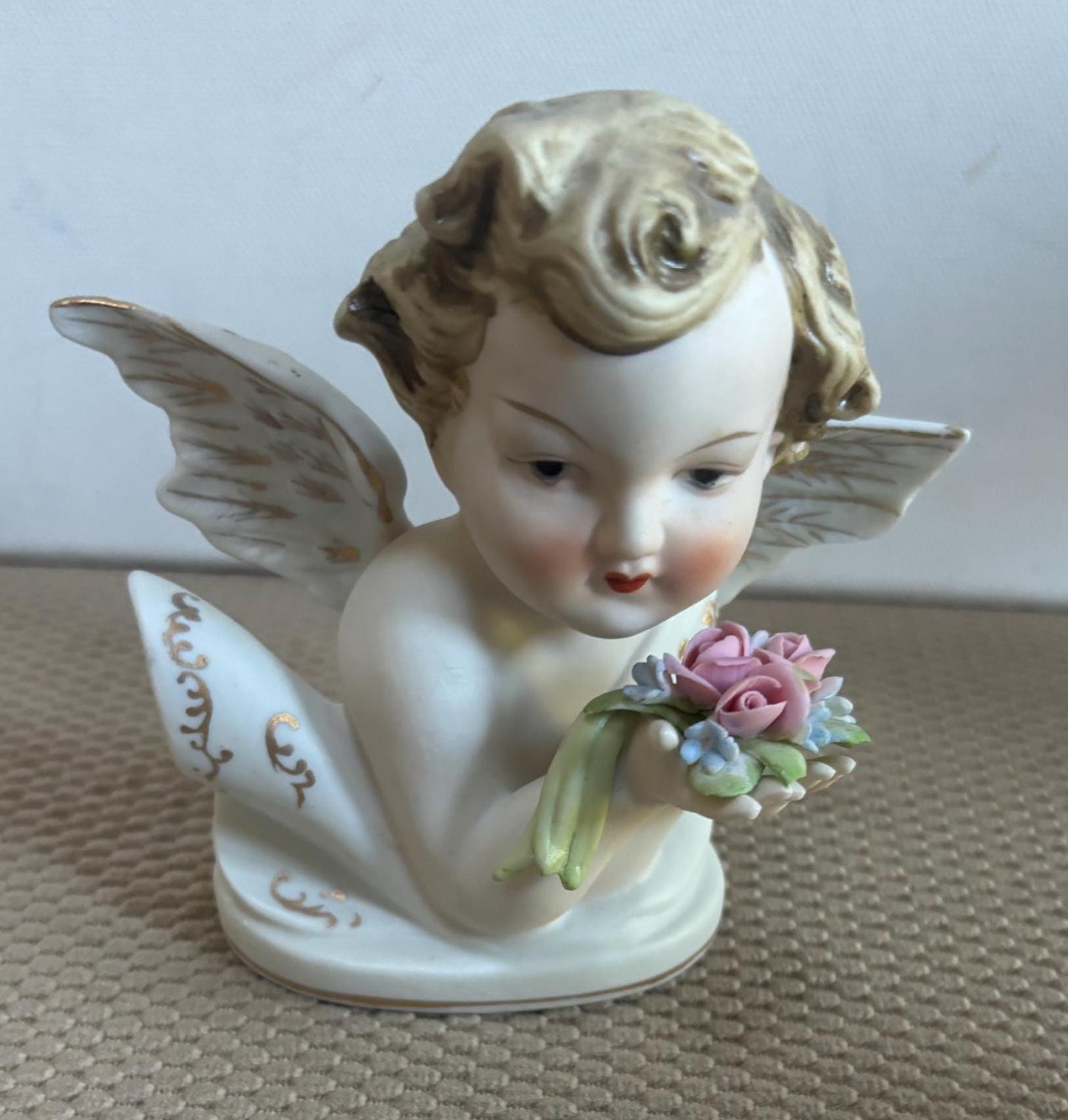 Vintage Lefton Capodimonte Roses Vase Hand Painted Porcelain Figurines Japanese Lover Antiques and Vintage