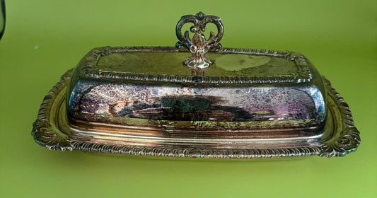 Vintage National Silver on Copper Covered Butter Liner Dish Number 1095 Lover Antiques and Vintage