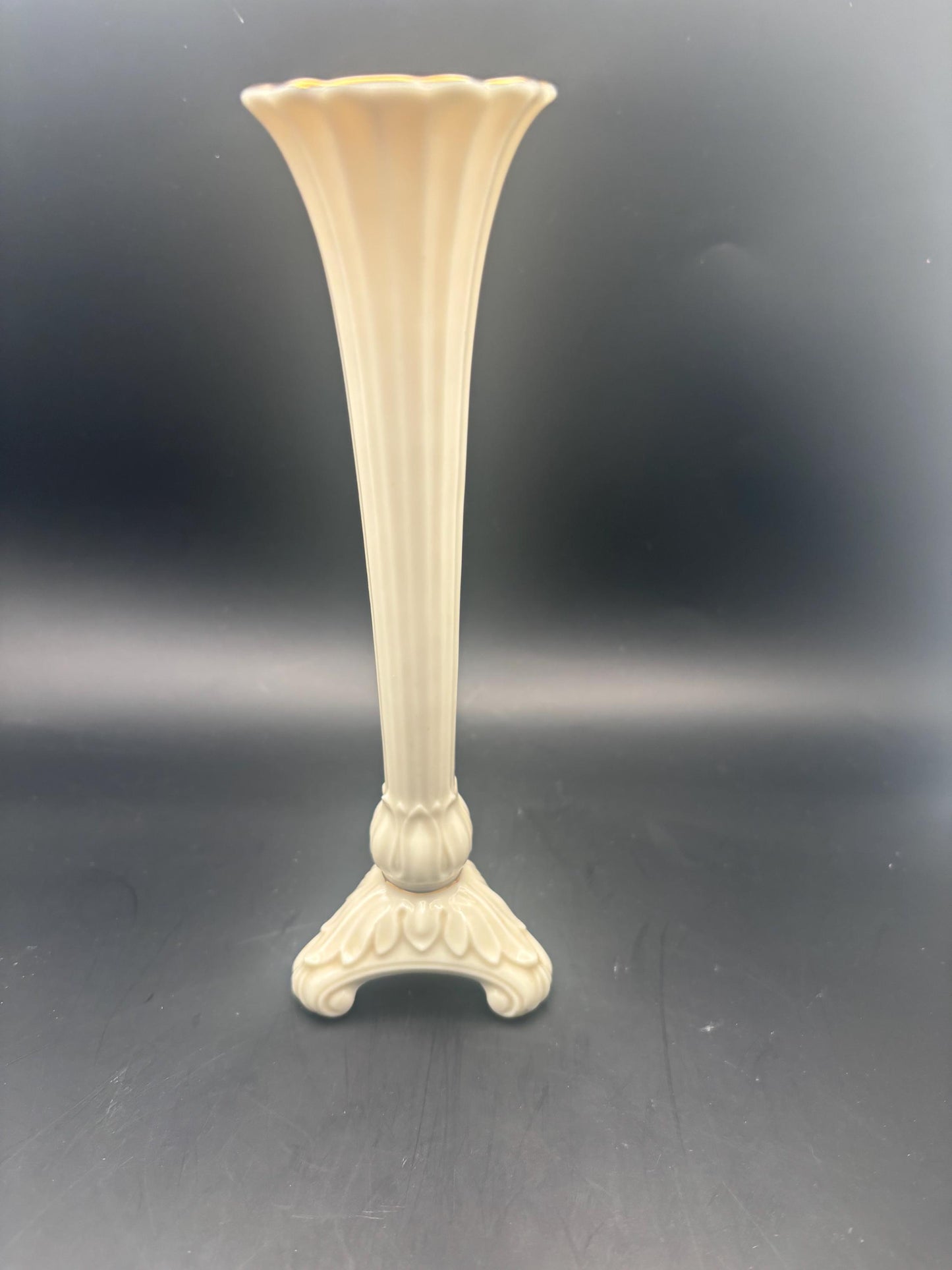 Vintage Lenox Porcelain Bud Base Flower Footed Vase with 24K Gold on Top Rim Lover Antiques and Vintage