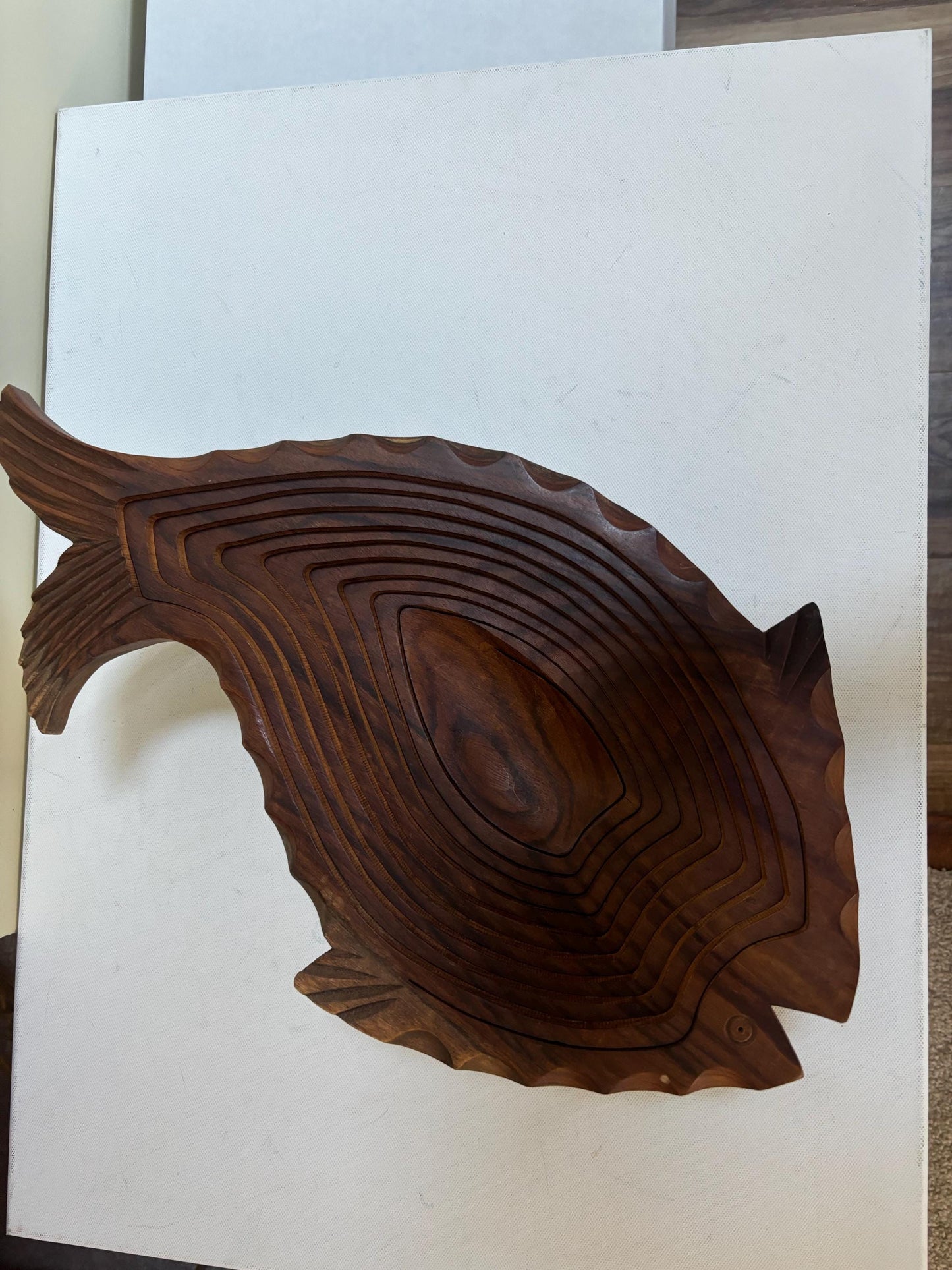 Vintage Wooden Fish 3-D Bowl Danish Teak 3D Fish Sculpture Bowl Made in Denmark Lover Antiques and Vintage