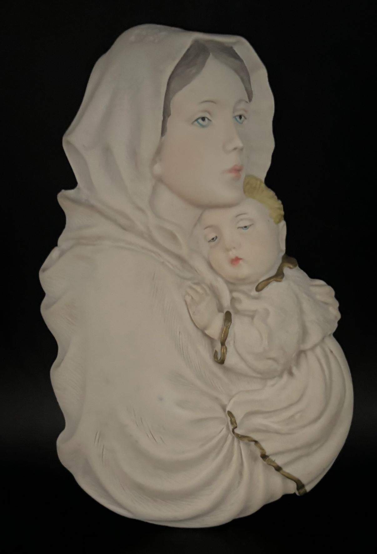 Vintage Virgin Mary Madonna and Child Figurine Made in Italy Wall Hanging Statue Lover Antiques and Vintage