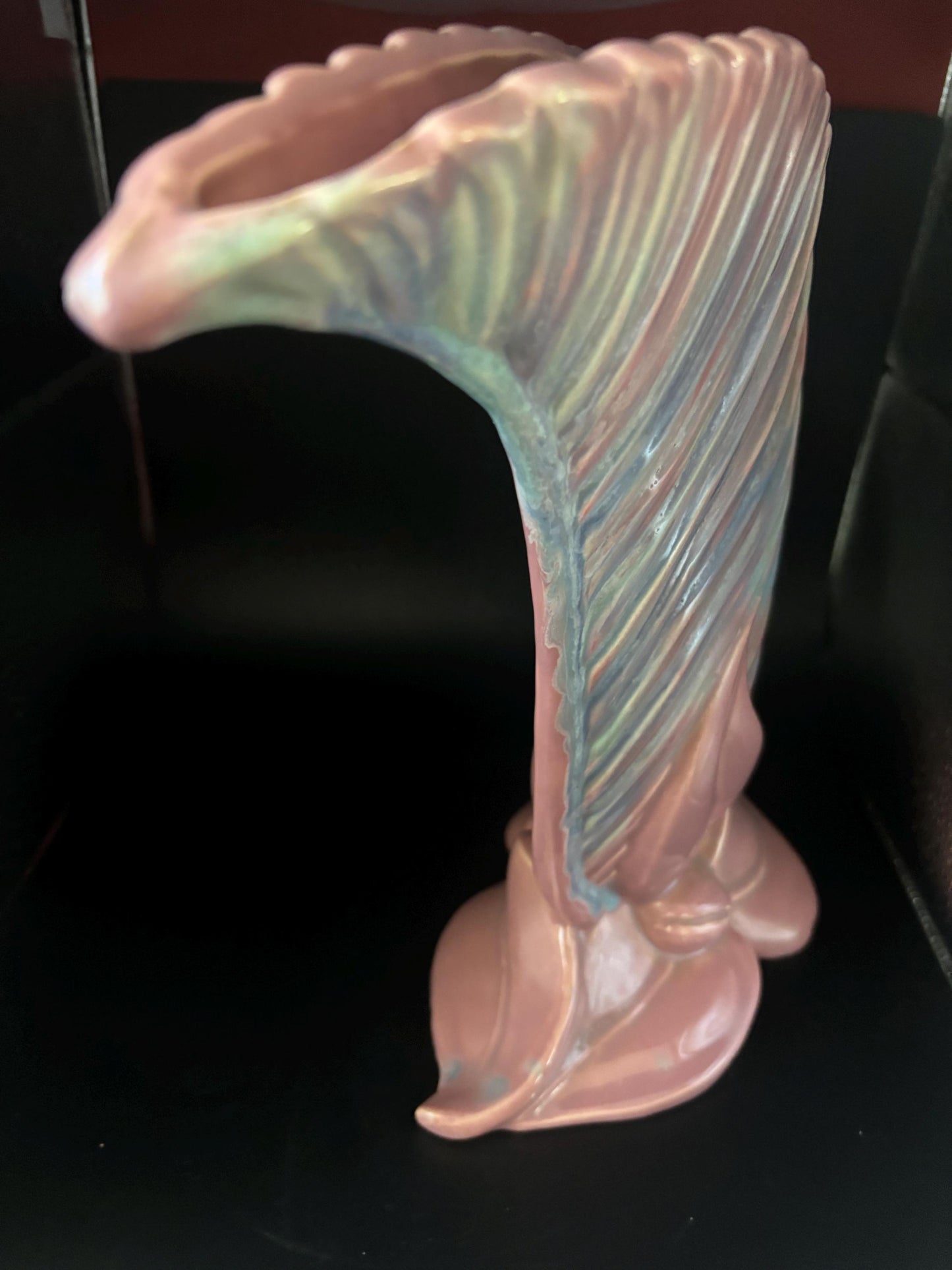 Vintage Royal Haeger Fern Leaf Vase Mauve Agate Art Pottery Art Deco Potteries Lover Antiques and Vintage