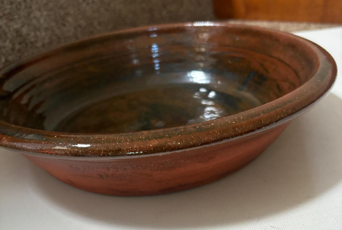 Vintage Hand Thrown Pottery Bowl or Pie Plate Red Ware Guy Wolff Large Pottery Bowl Salt Glazed Bowl Lover Antiques and Vintage