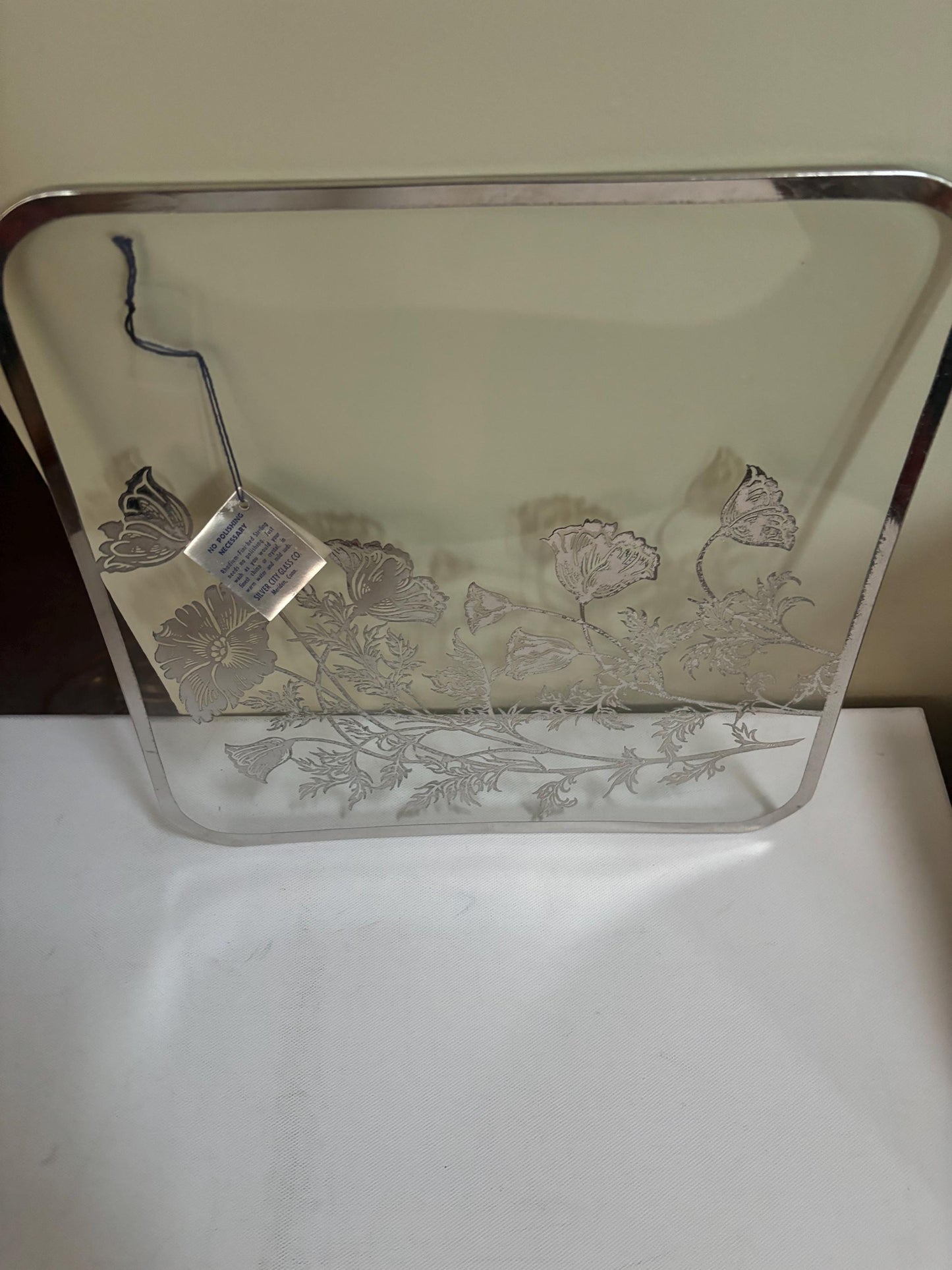 Vintage Silver on Crystal Large Serving Plate Platter By Silver City Lover Antiques and Vintage