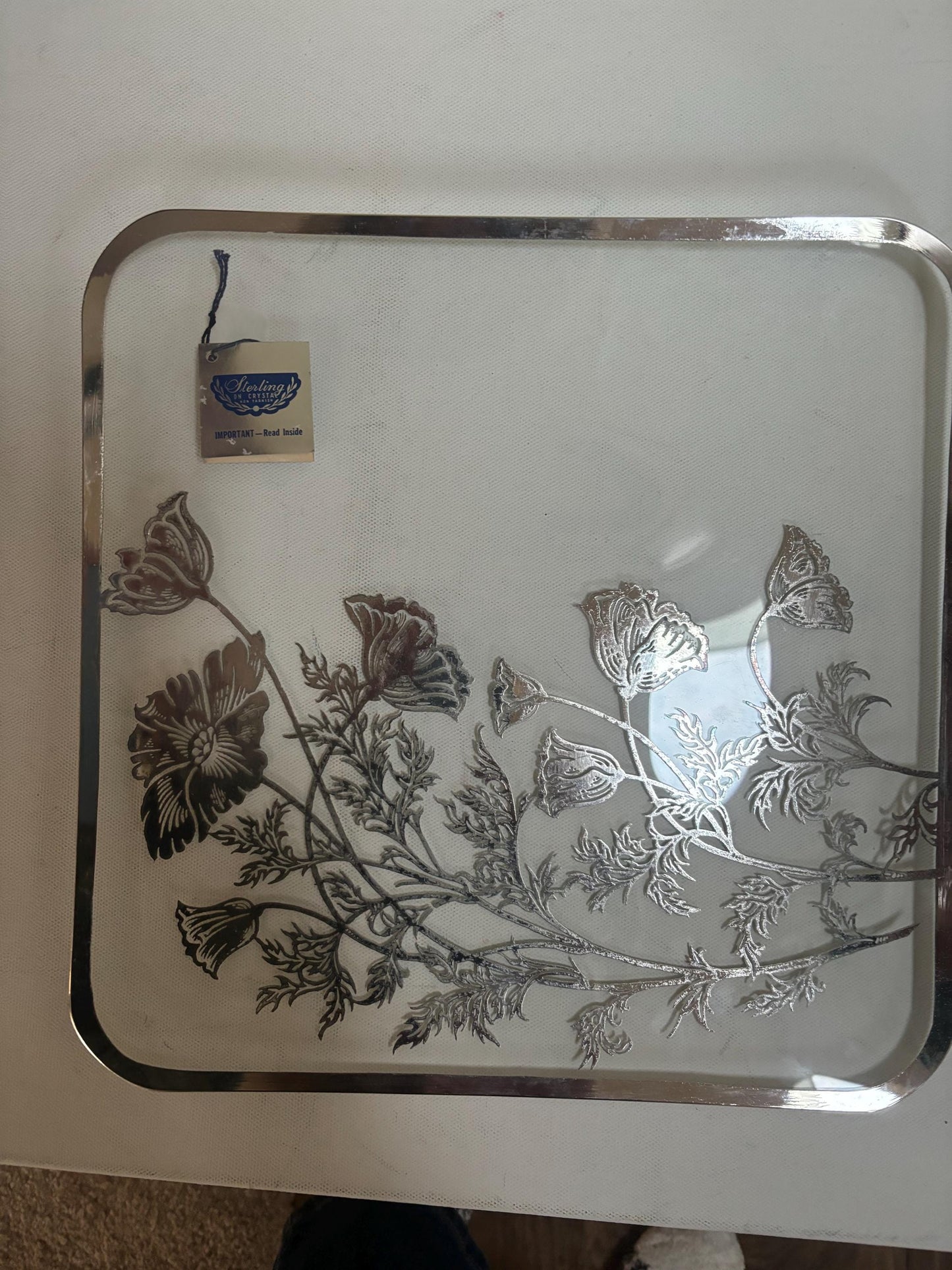 Vintage Silver on Crystal Large Serving Plate Platter By Silver City Lover Antiques and Vintage