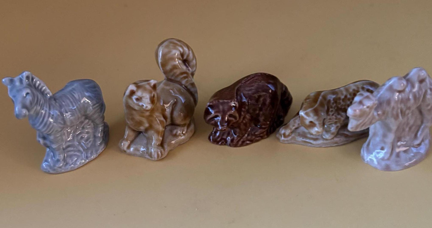 Vintage Wade of England Miniature Animals Collection Zebra Squirrel Raccoon Camel Lion Lover Antiques and Vintage