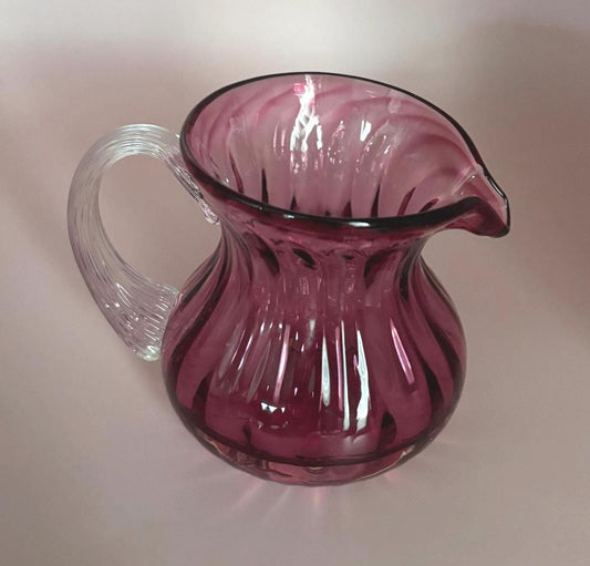 Vintage Fenton Cranberry Glass Mini Pitcher Pink Rose Vase Art Glass Lover Antiques and Vintage