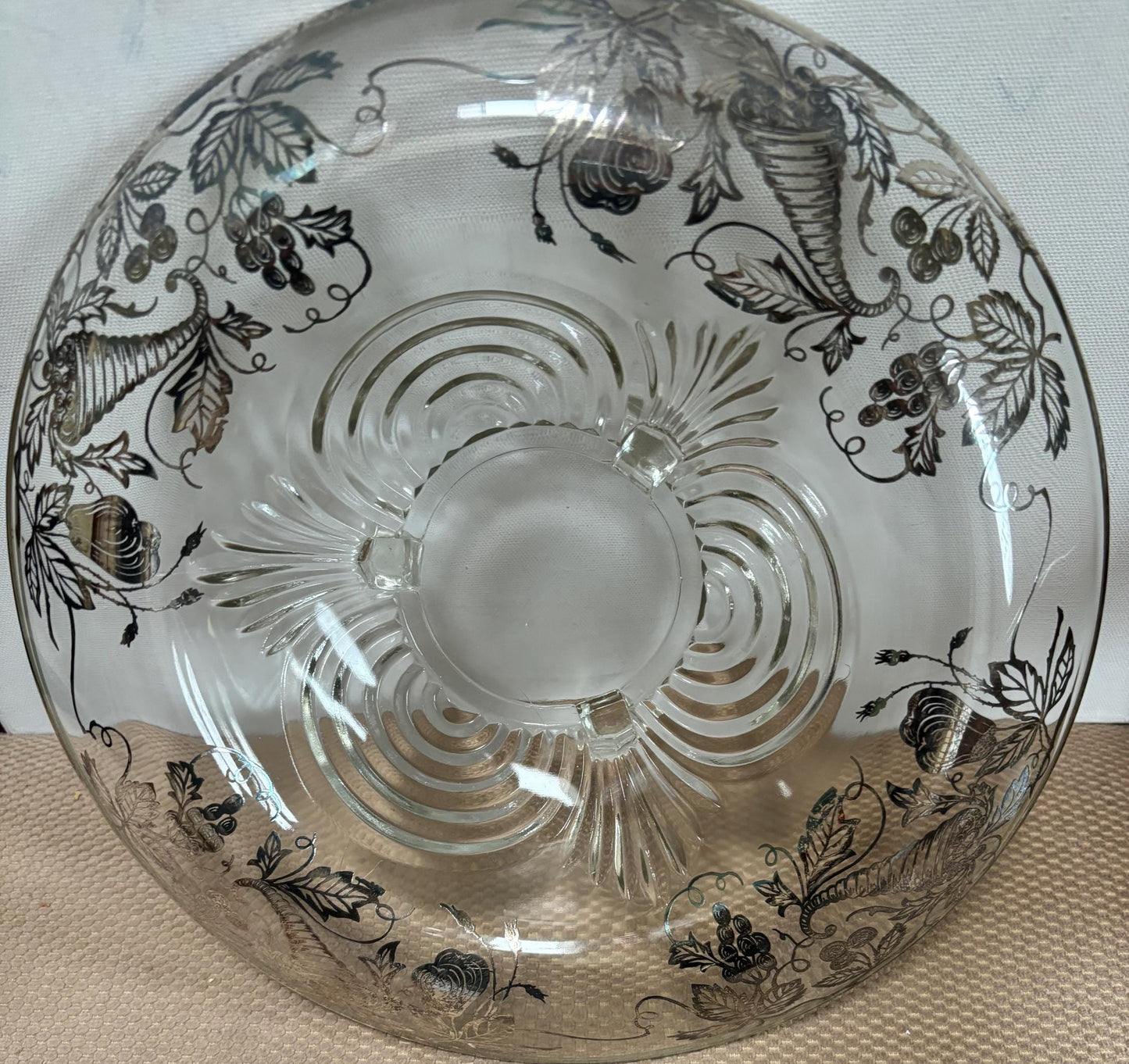 Vintage Silver on Crystal Large Serving Plate Platter Three Footed By Silver City Lover Antiques and Vintage