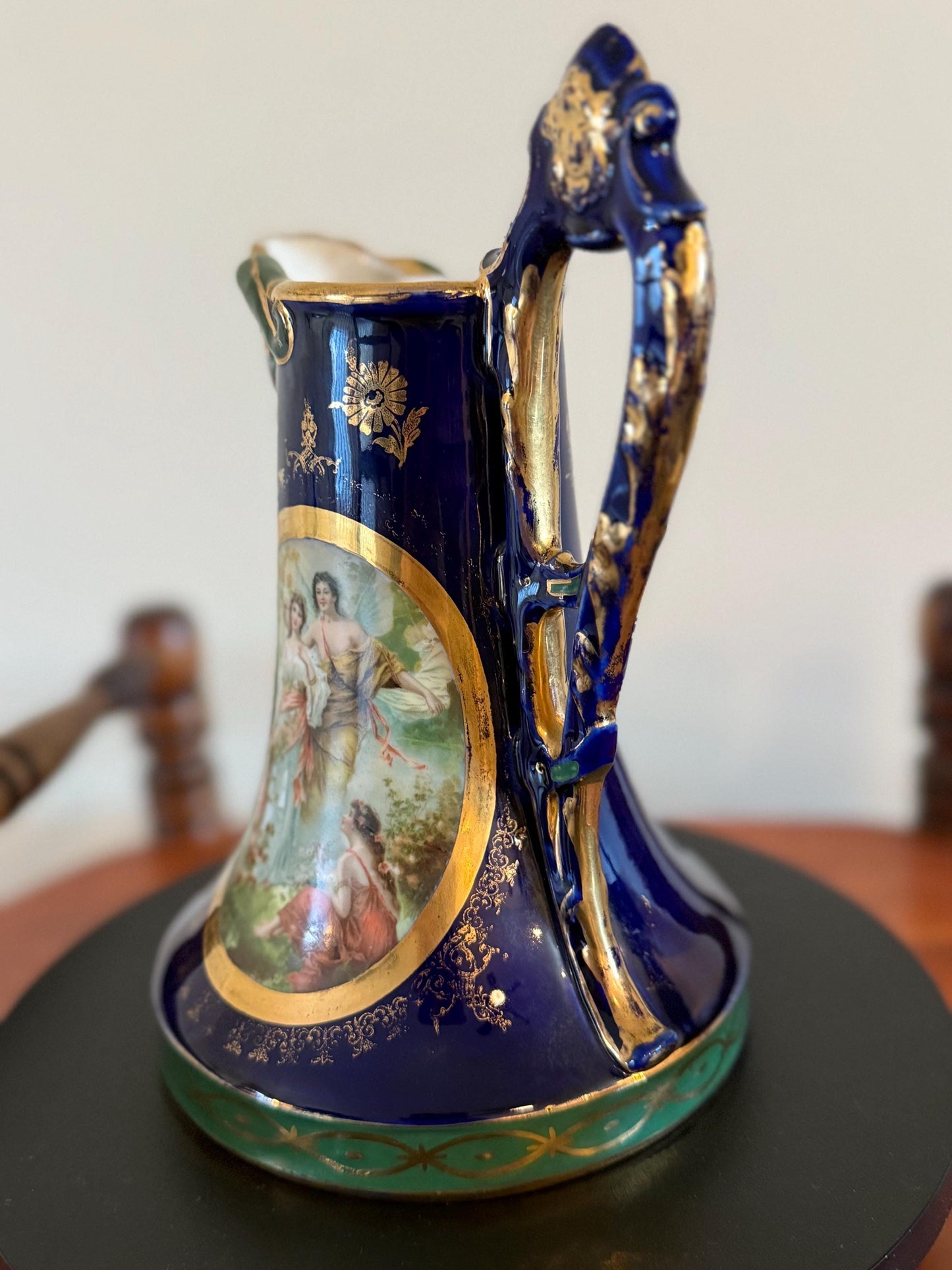 Antique Royal Vienna Carl Knoll Bacchus Face Pitcher Lover Antiques and Vintage