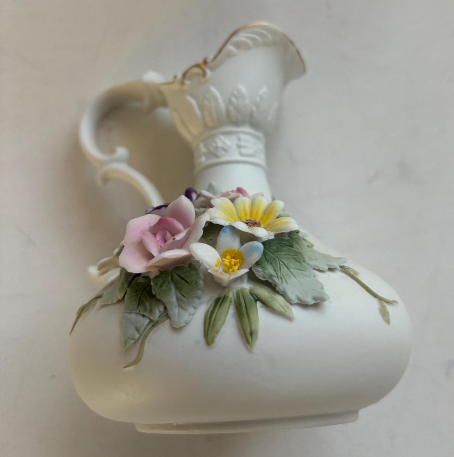 Vintage Lefton Capodimonte Roses Vase Hand Painted Porcelain Figurines Japanese Lover Antiques and Vintage