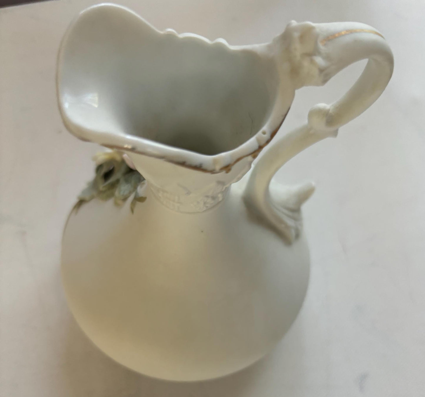 Vintage Lefton Hand Painted Porcelain Pitcher with Handle Capodimonte Figurine Numbered KW4196 Lover Antiques and Vintage