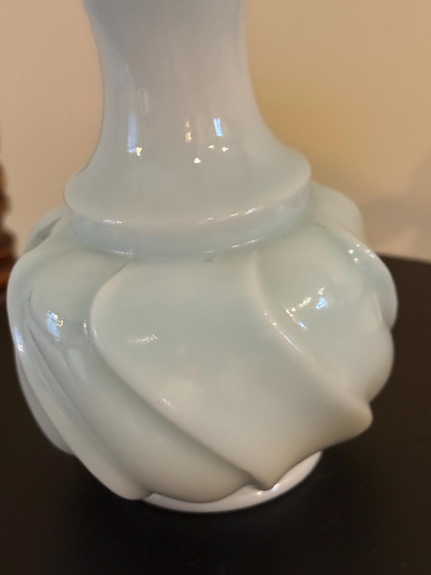 Vintage Fenton Silvercrest Jamestown Wave Crest Blue Ruffled Top with White Overlay Vase Lover Antiques and Vintage