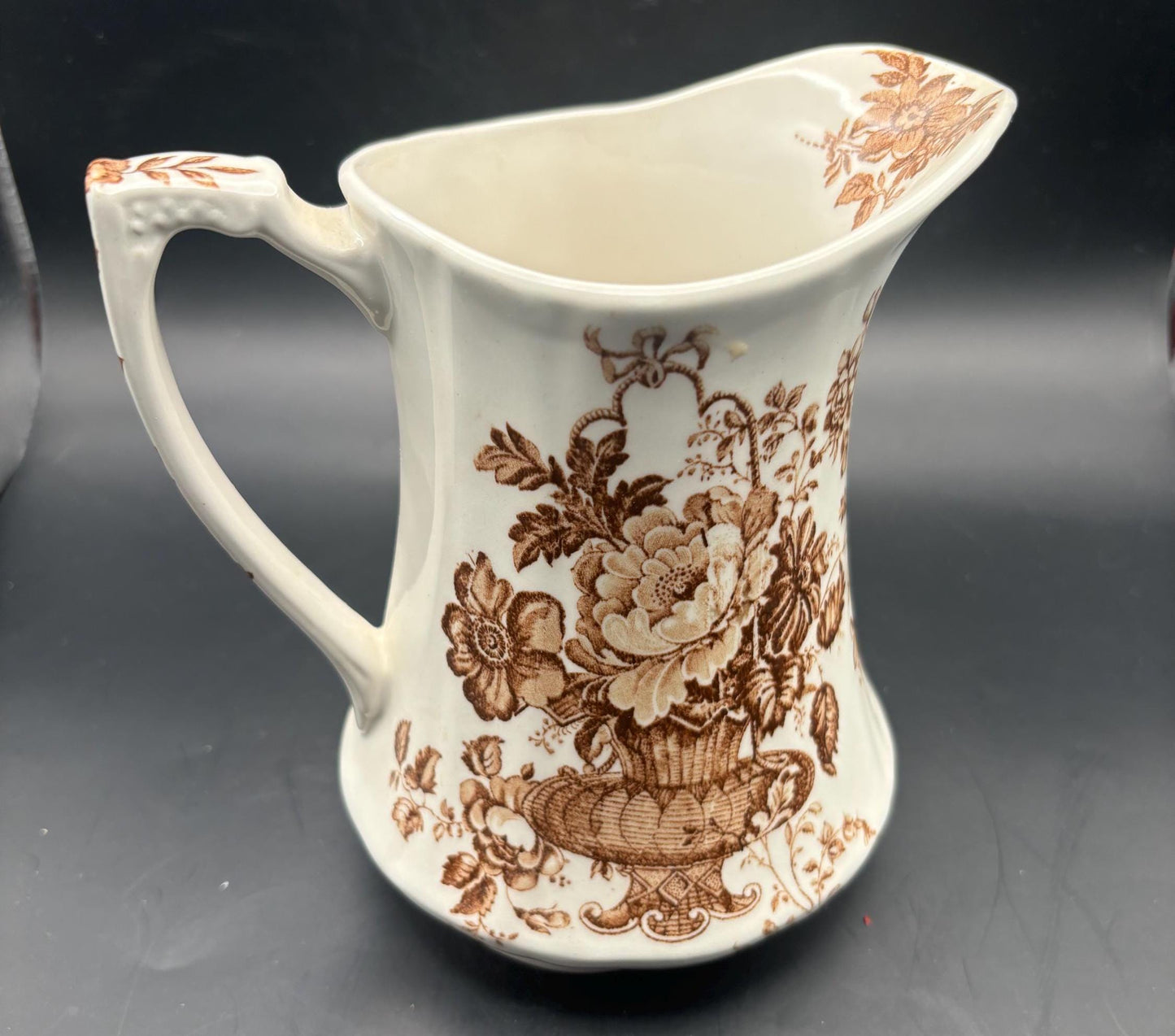 Antique Alfred Meakin Charlotte Jug or Pitcher Staffordshire England Fall Flowers Lover Antiques and Vintage