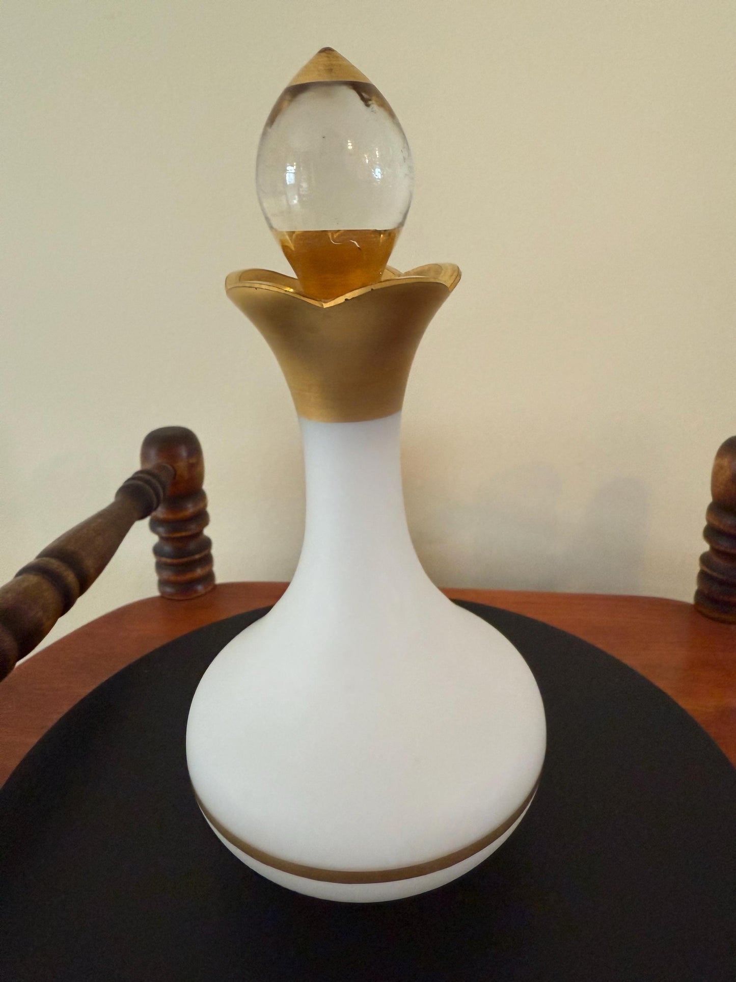 Vintage Perfume Bottle Irving Rice West Germany Gold Opaline with Gold Overlay with Stopper Perfume Decanter Lover Antiques and Vintage