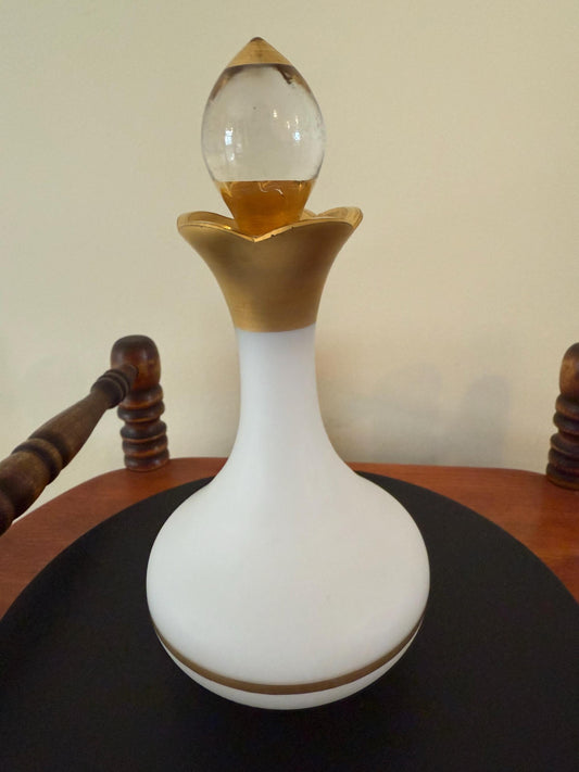 Vintage Perfume Bottle Irving Rice West Germany Gold Opaline with Gold Overlay with Stopper Perfume Decanter Lover Antiques and Vintage