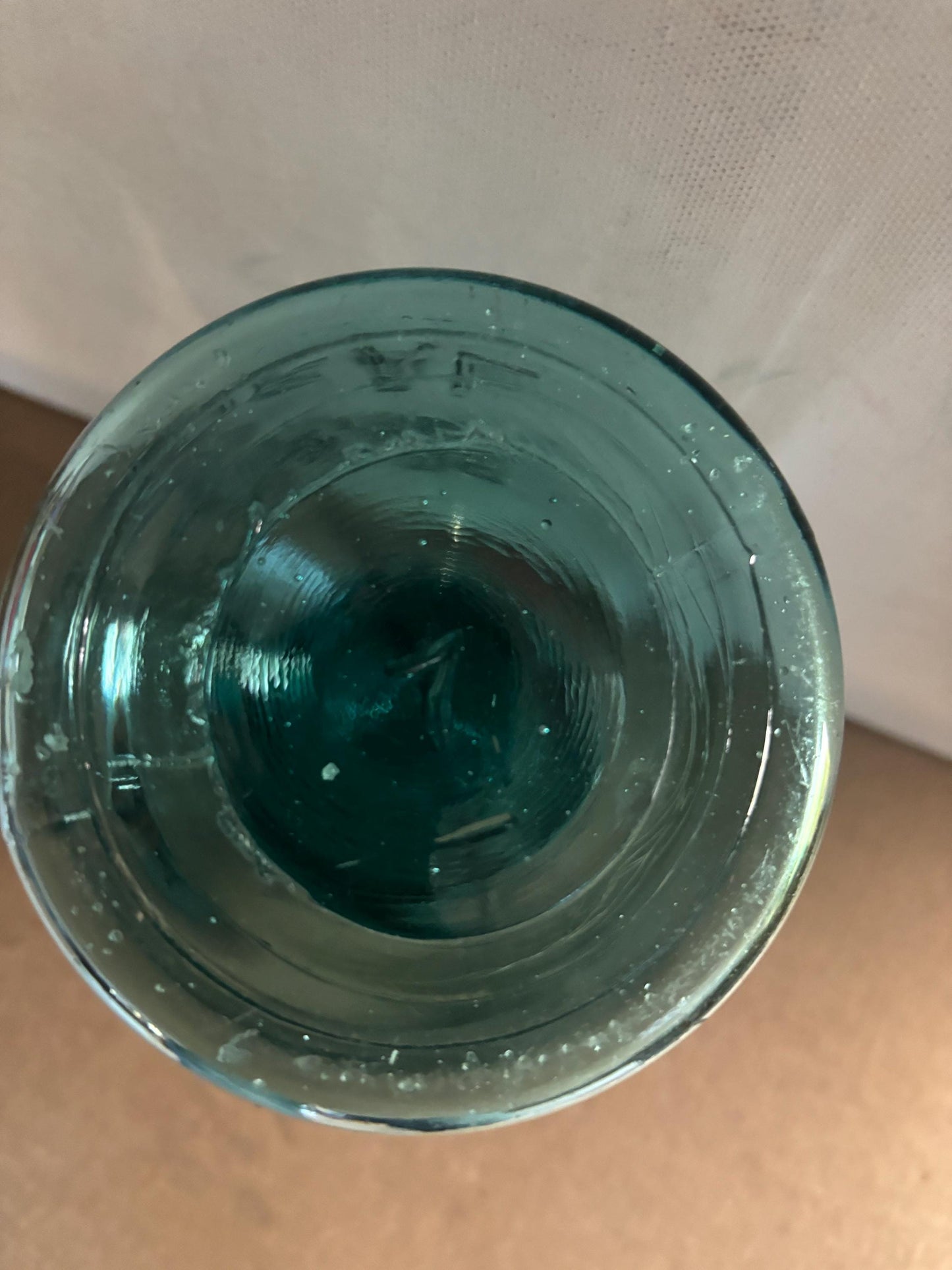 Antique Teal Ideal Ball Glass Jar with Lid Container with Top Lover Antiques and Vintage