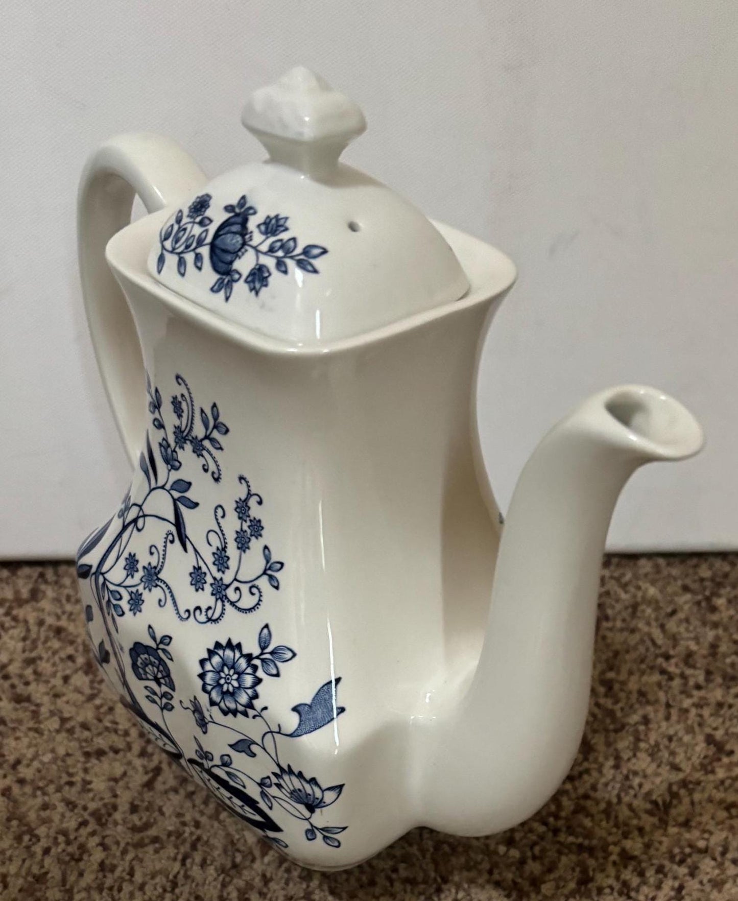 Vintage Wedgwood Teapot Blue Onion Enoch Tunstall Ltd. Made in England Queen’s Ware Tea Pot with Lid Lover Antiques and Vintage