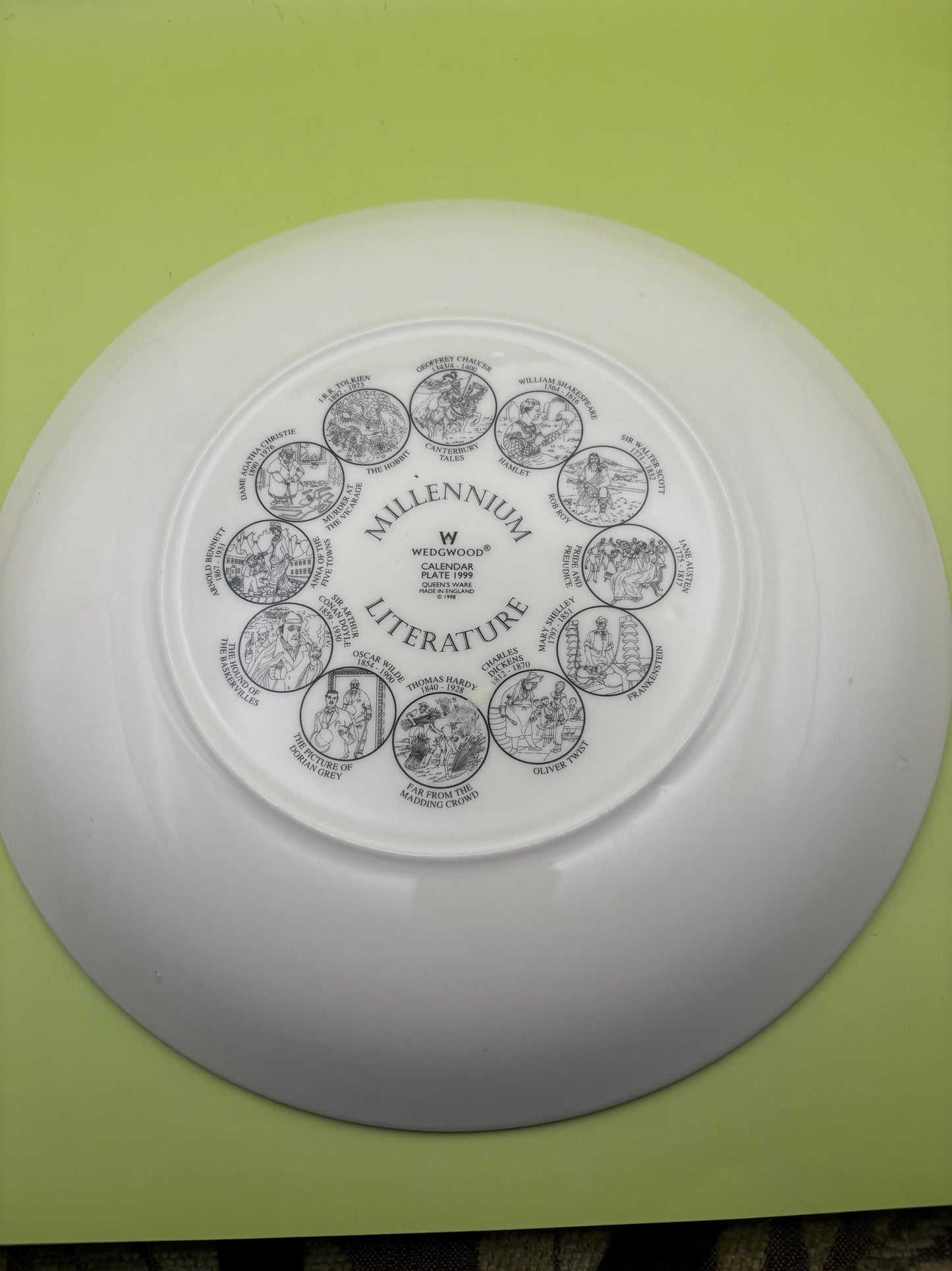 Vintage Wedgwood Millenium Plate Queen’s Ware Literature Made in England English Porcelain Plate Lover Antiques and Vintage