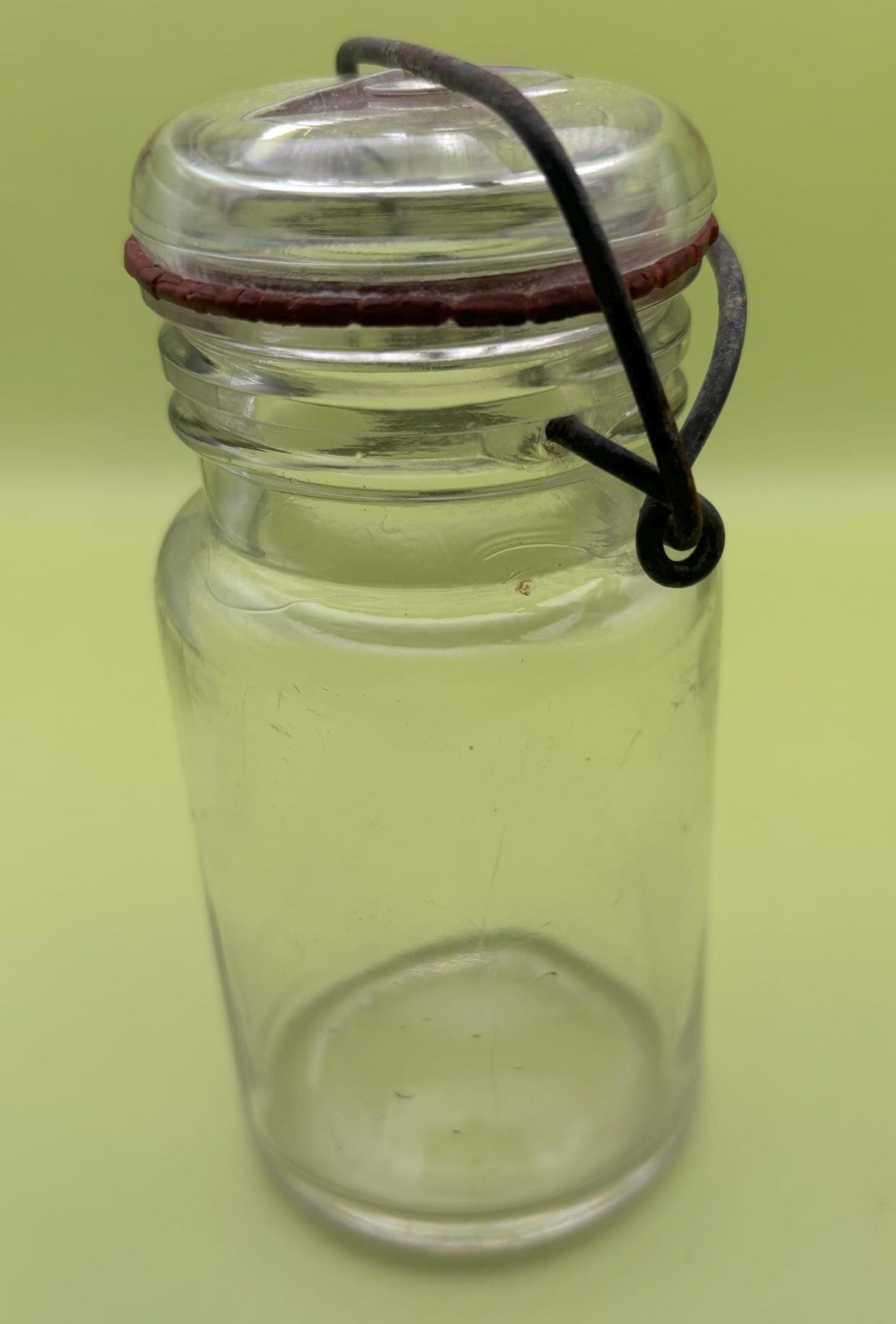 Antique Glass Jar with Lid Container with Top Metal Holder Lover Antiques and Vintage