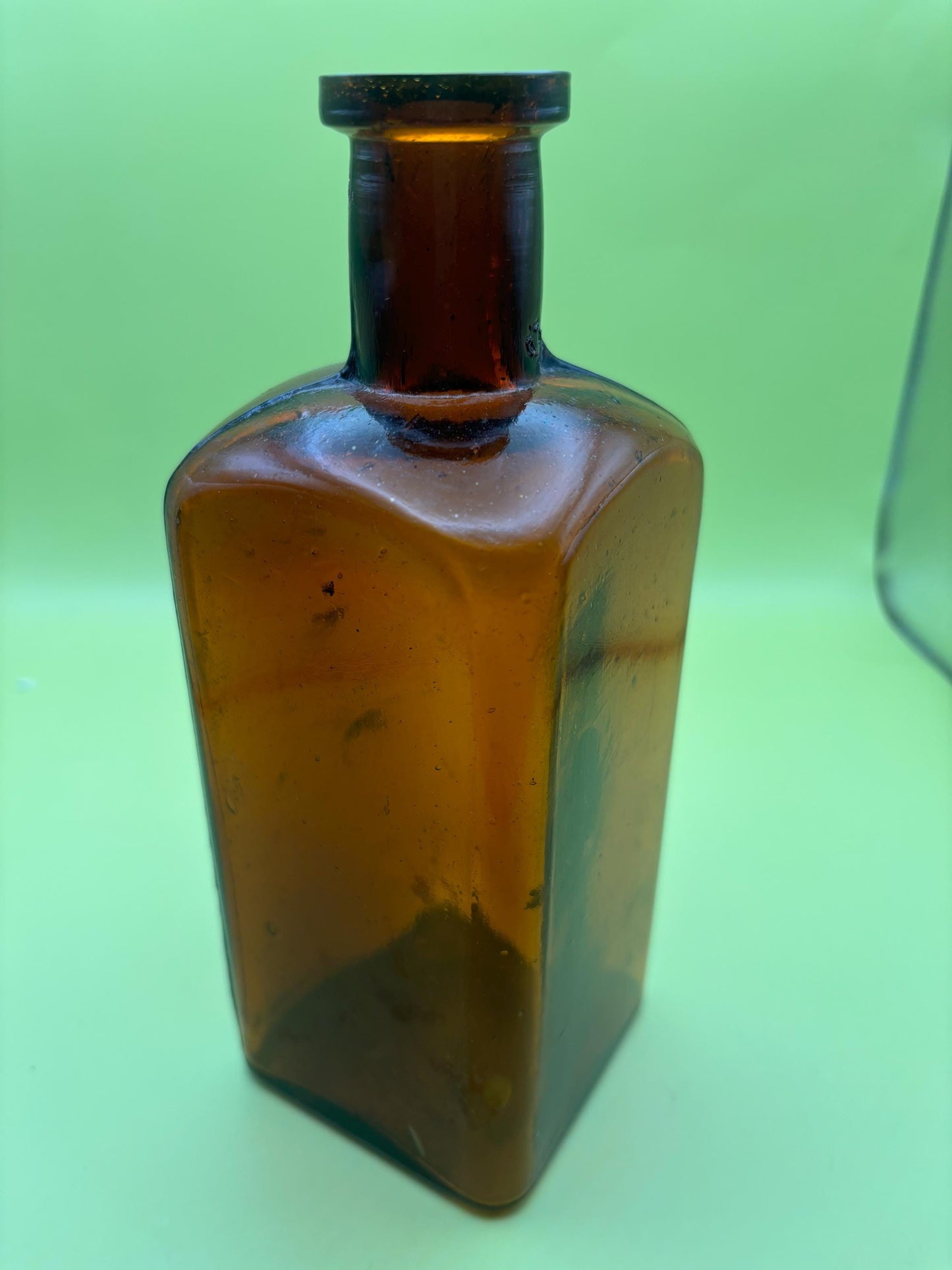Antique Amber Glass Fluted Square Bottle Theodore Metcalf and Company Boston Orange Glass Jar Wine Bottle Lover Antiques and Vintage