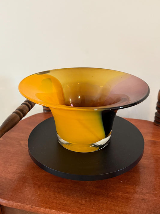 Vintage Amber and Purple Art Glass Vase Eclectic Contemporary Bowl Art Structure Lover Antiques and Vintage