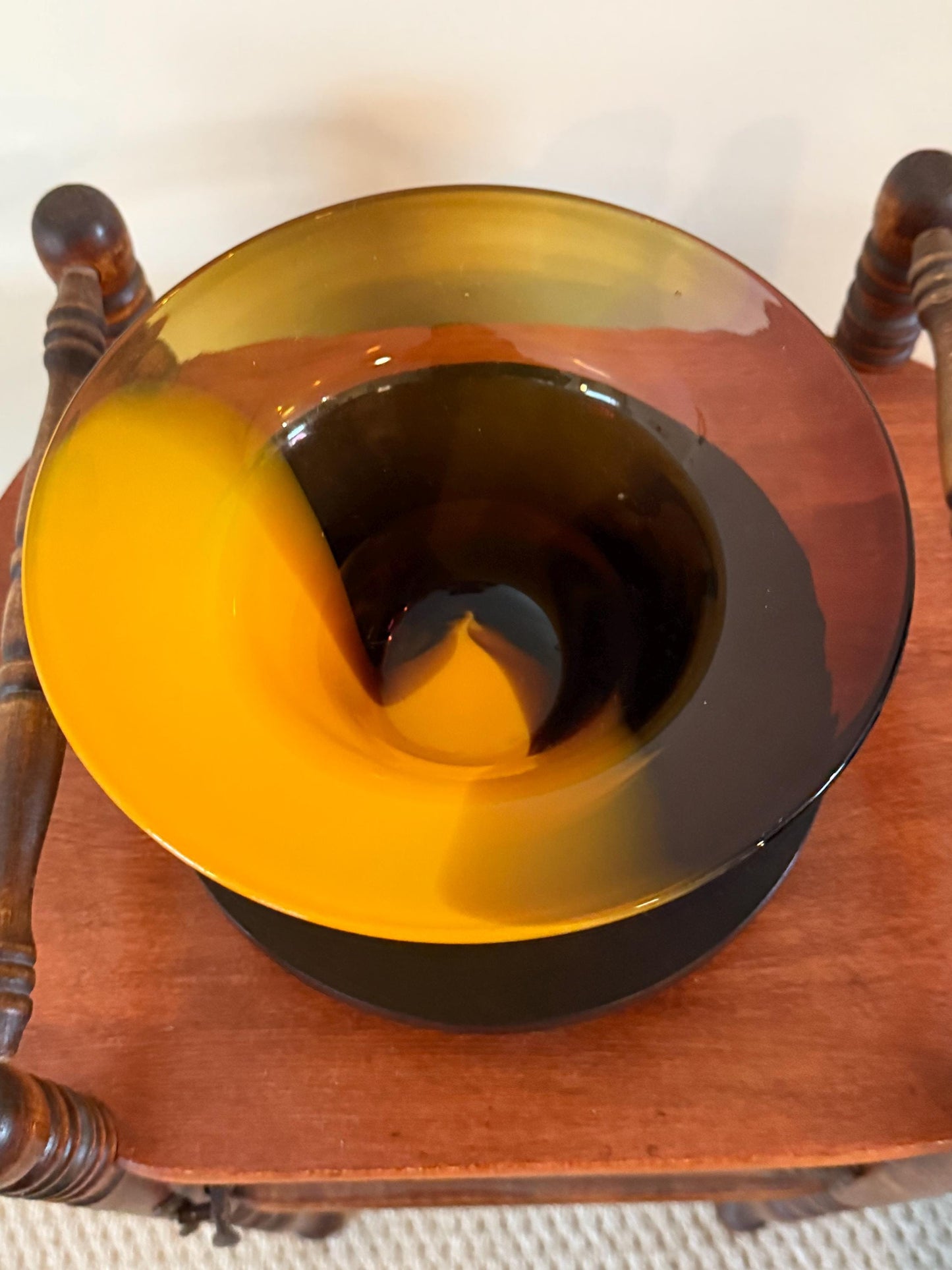 Vintage Amber and Purple Art Glass Vase Eclectic Contemporary Bowl Art Structure Lover Antiques and Vintage