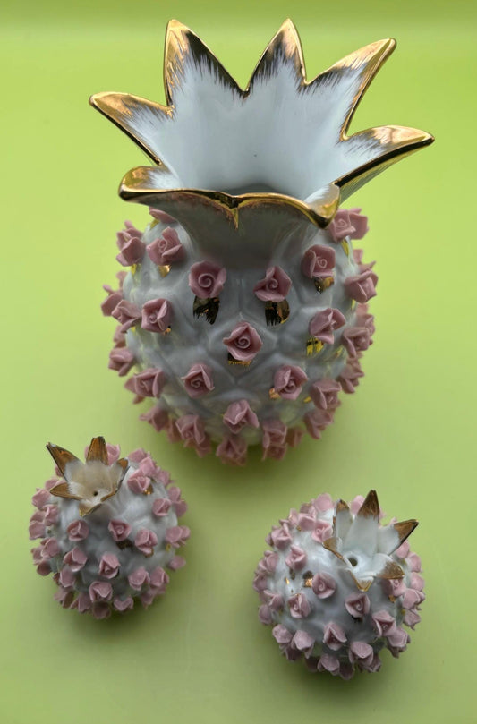 Vintage Lefton Pink Pineapple Vase and Matching Salt & Pepper Shakers Lover Antiques and Vintage