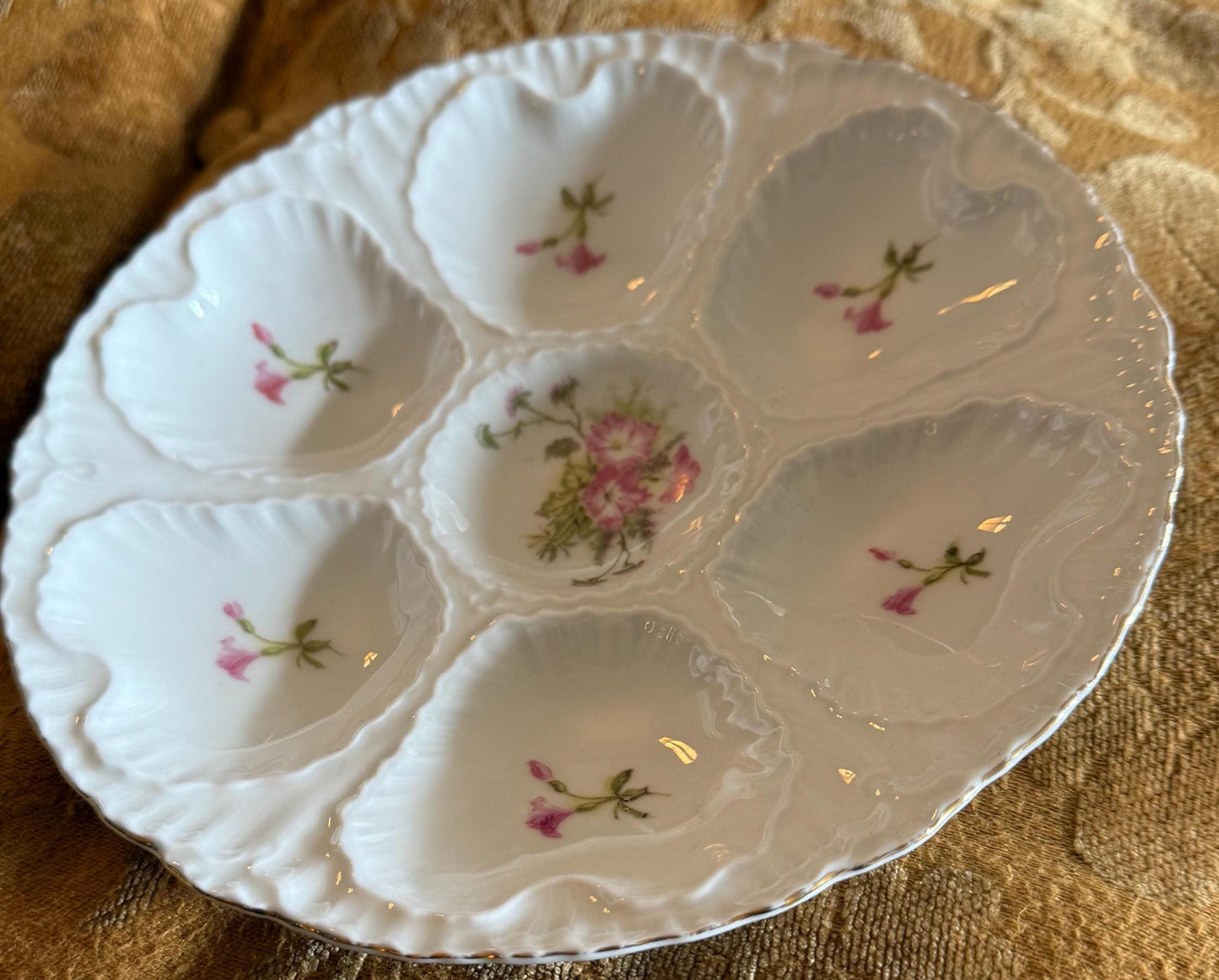 Antique Oyster Plate Victoria Carlsbad Austria Porcelain Platter Fancy Oysters Lover Antiques and Vintage