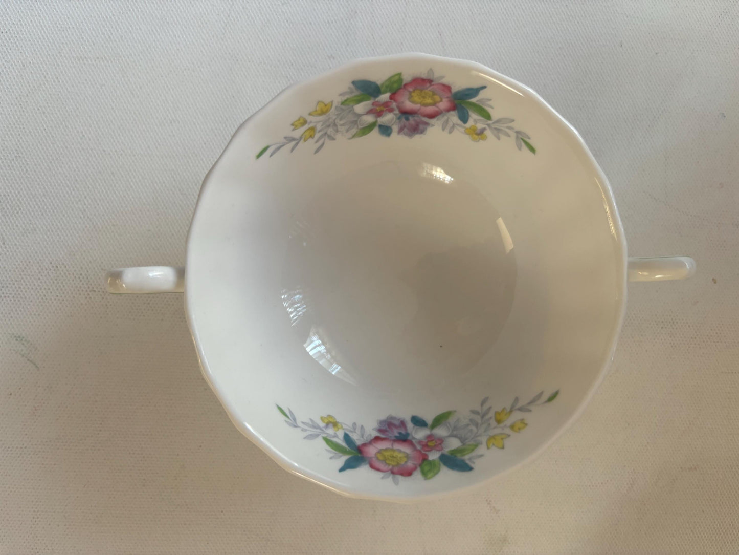 Vintage Royal Doulton Cream Soup Dish Bowl with 2 Handles Made in England Bone China Floral Flowers Lover Antiques and Vintage