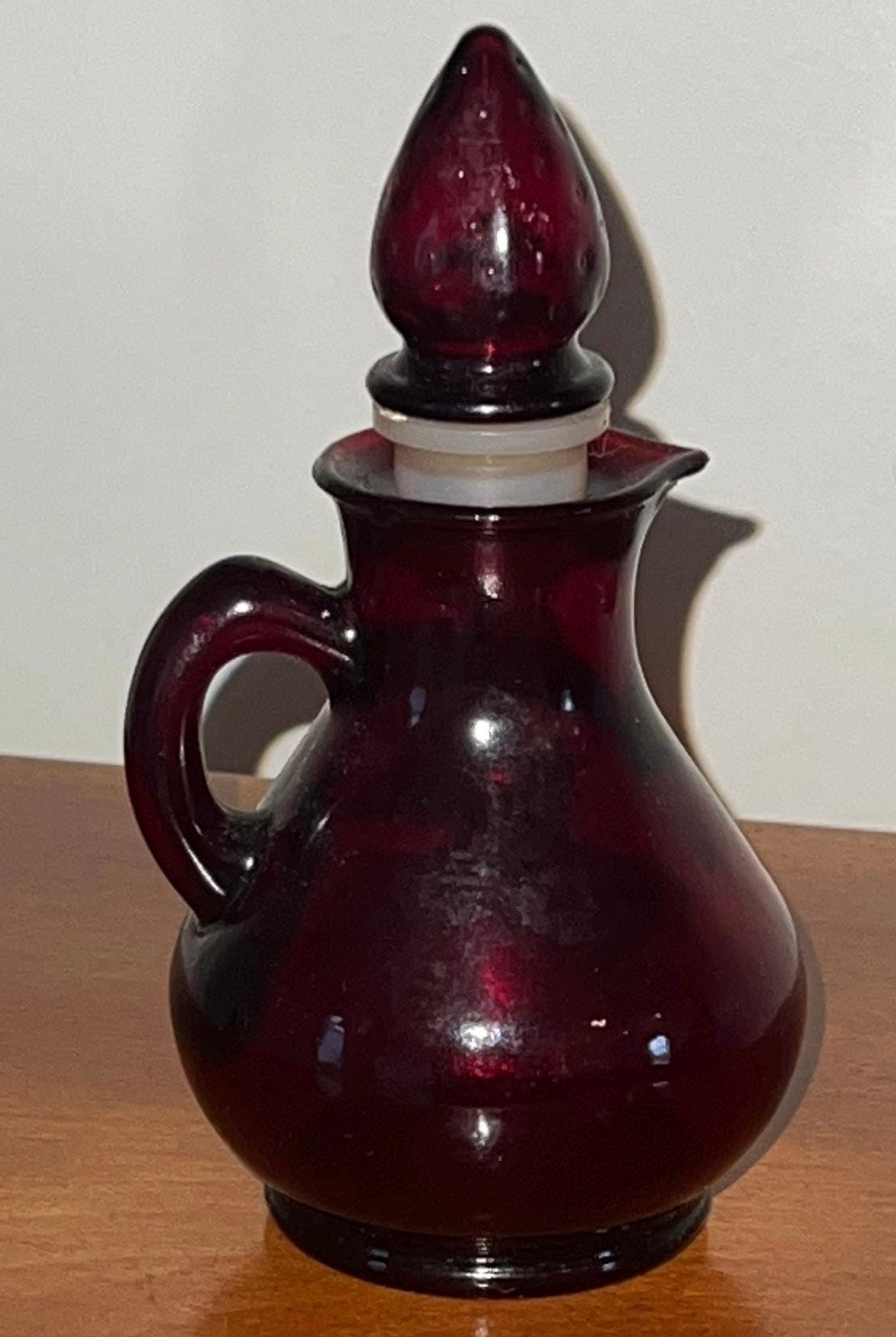 Vintage Avon Ruby Glass Oil & Vinegar Cruet Decanter