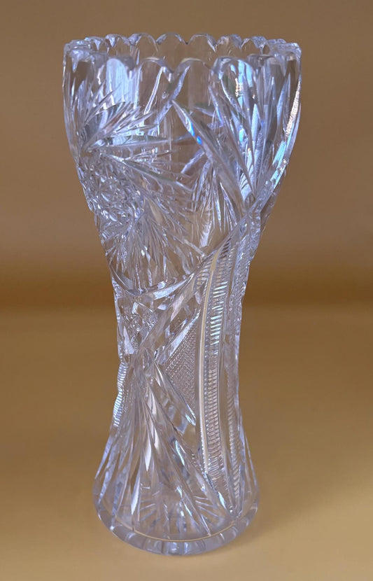 Antique American Brilliant Period Cut Crystal Corset Sawtooth Vase ABP Cut Crystal American Cut Glass Lover Antiques and Vintage