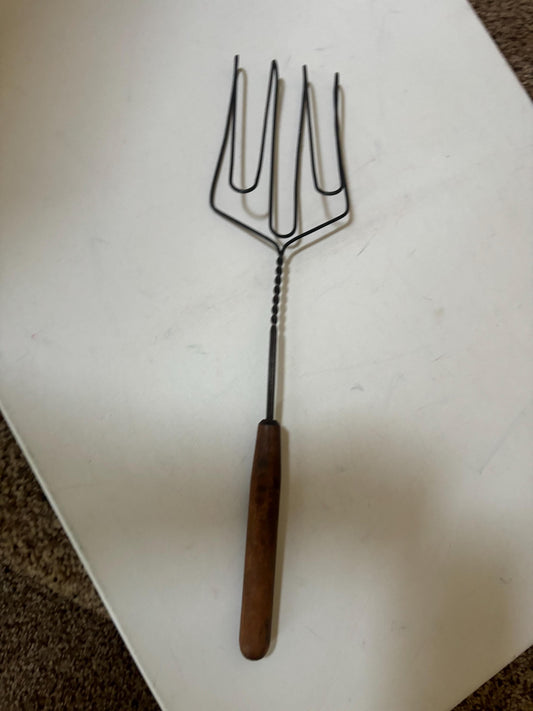 Antique Hot Dog Roller Cooker Wire with Wood Handle Primitive Grill Tool Lover Antiques and Vintage