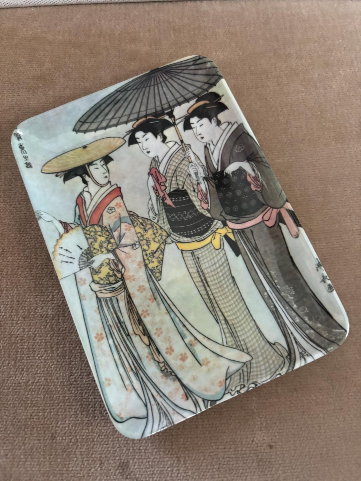 Vintage Mabel Japanese Geisha Women Men Serving Dish Tray Hors d'oeuvre Platter Lover Antiques and Vintage