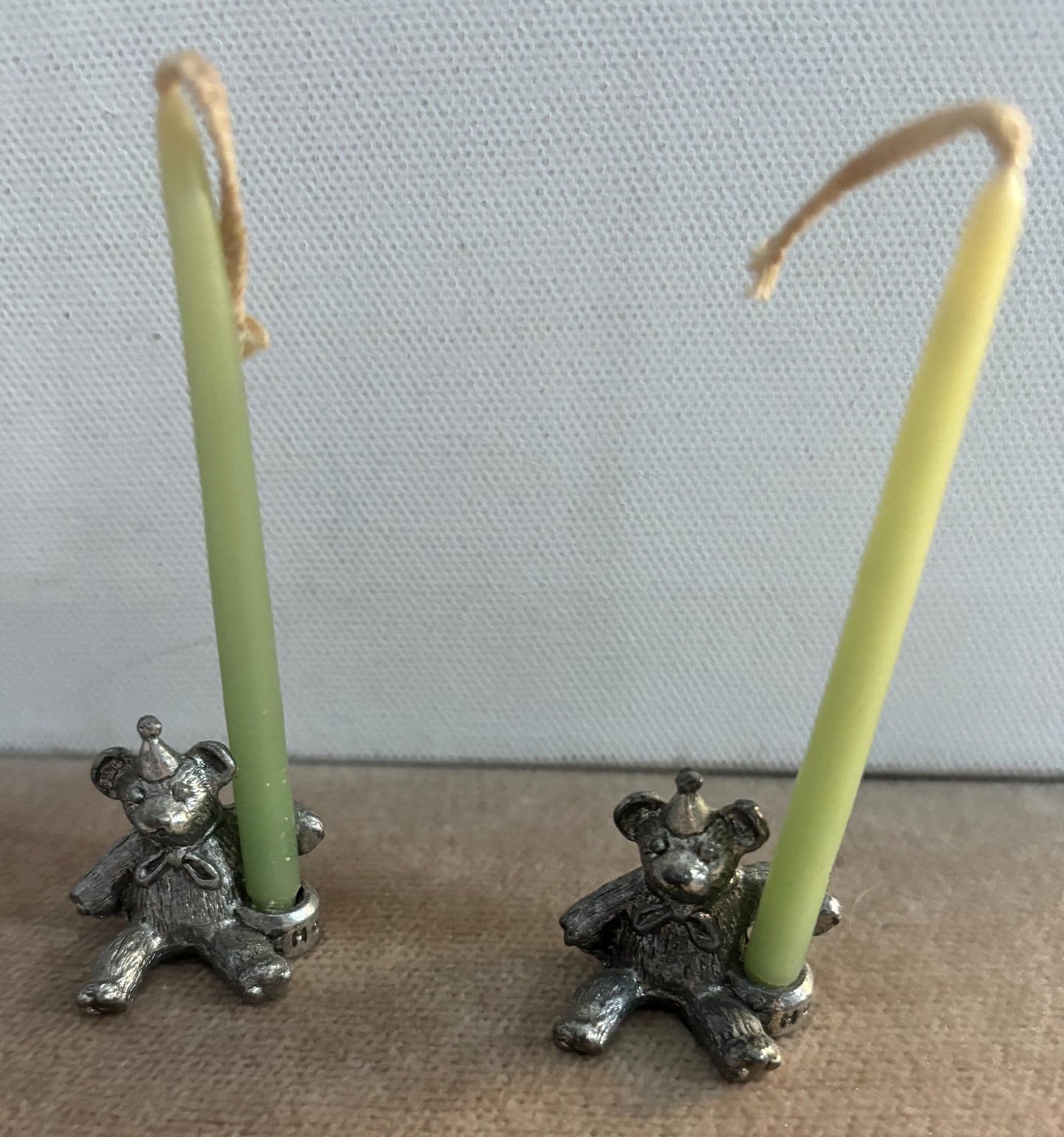 Vintage Teddy Bear Birthday Bear Metal Candle Holders with Candles Lover Antiques and Vintage