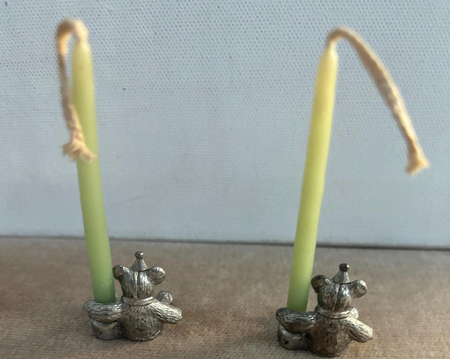 Vintage Teddy Bear Birthday Bear Metal Candle Holders with Candles Lover Antiques and Vintage